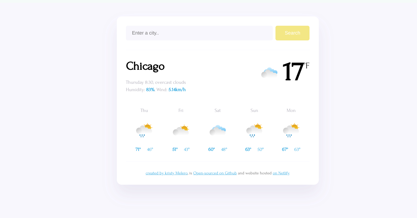 screenshoot image of weather page